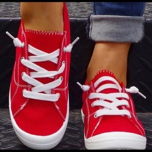 Red Contrast-Stitch Sneaker - Women